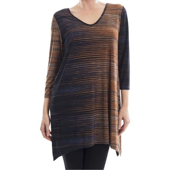 Clara Sun Woo Abstract Stripe Side Vent Tunic Top S - Picture 1 of 7